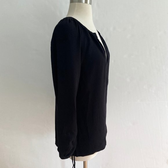 NWT ★: J.CREW Point Sur drapey open V-neck top, Black, S - Picture 4 of 10